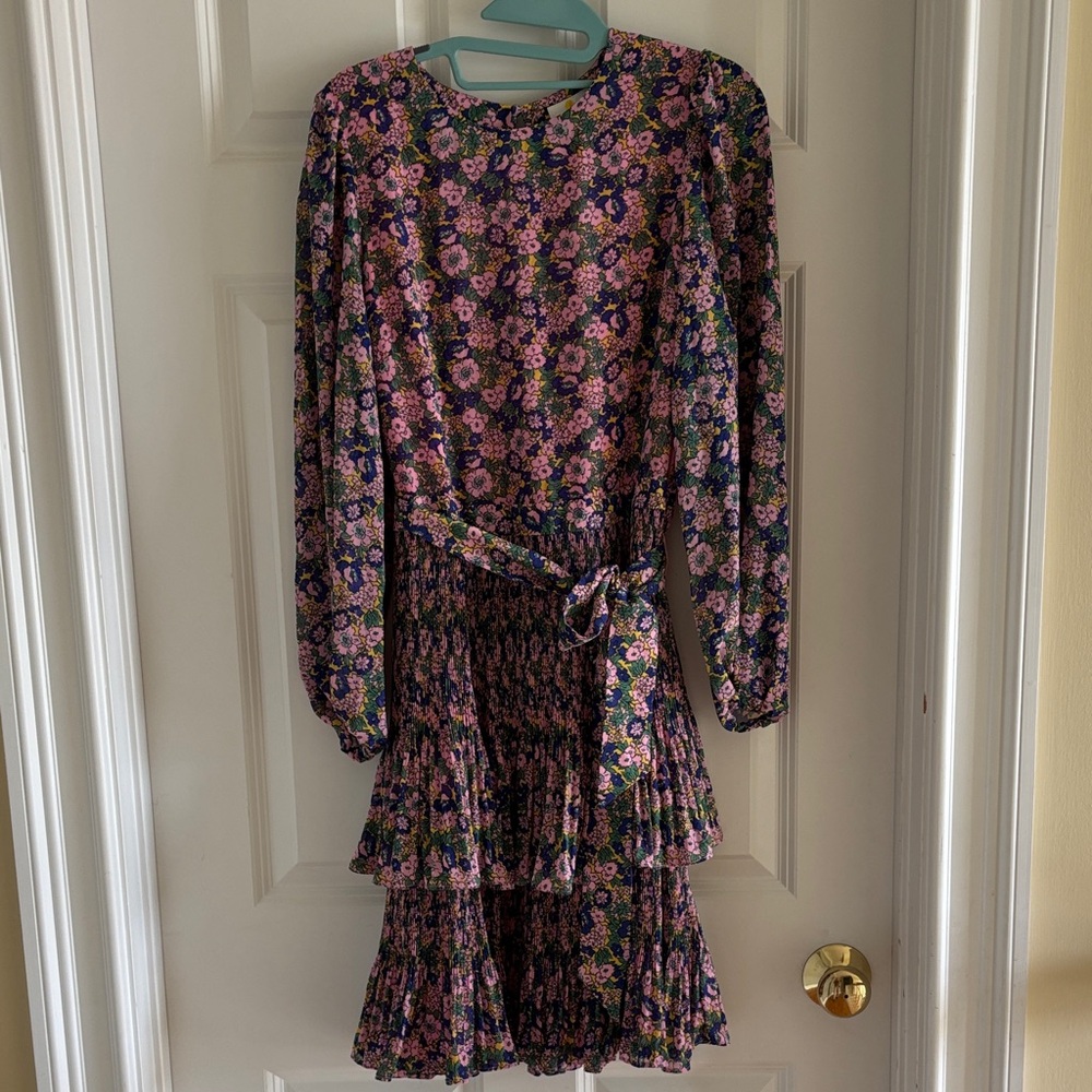 Boden Floral Midi Dress in Pink, Purple, Green, Yellow - Picture 2 of 11